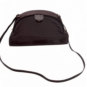 GRETA Made in Italy Leather Crossbody Burgundy HalfMoon Shoulder Purse VTG LUXE